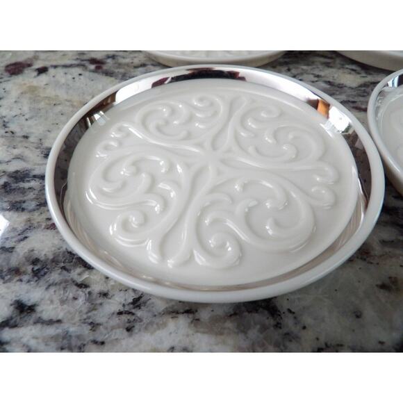 Lenox Coasters Seville Collection Platinum Trim 4" Set of 4 - Picture 3 of 6